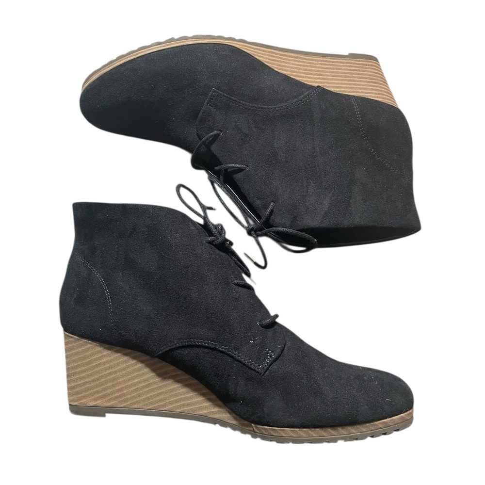 D5- Dr. Scholls Shoes Black Wedge Ankle Boots 9.5 Be energized foam technology